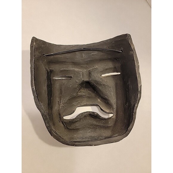 Vintage Oaxaca Mexico Black Pottery Mask Folk Art Face Tribal Aztec Mayan Wall - Picture 10 of 13